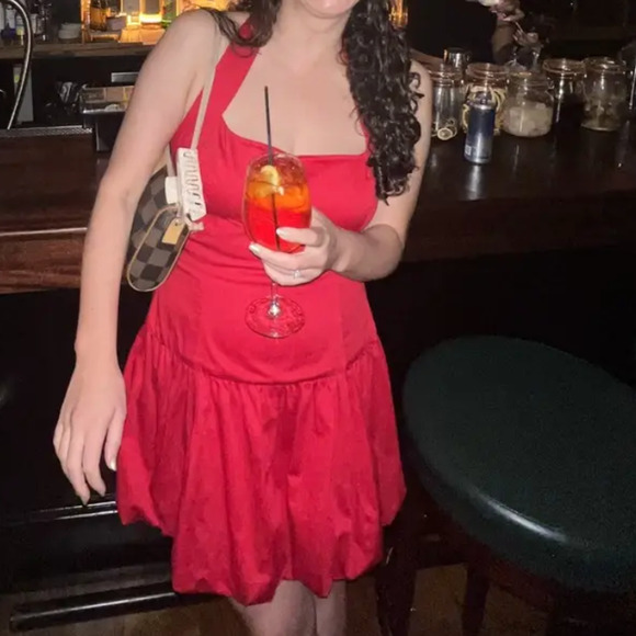 Reformation Red Bubble Hem Mini Dress SIZE 6 Cocktail Party Halter Designer $218 - Picture 9 of 11